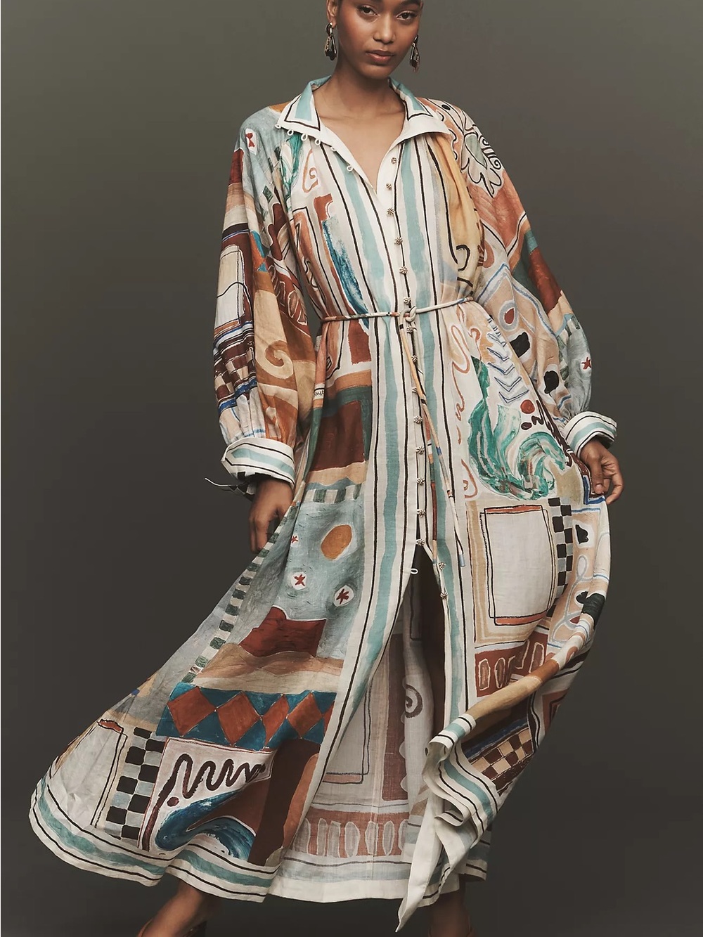 Anthropologie ALÉMAIS Michelle Long-Sleeve Linen Shirtdress |size 4| $790 Retail